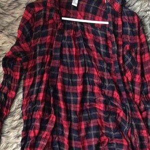 Forever 21 red plaid long sleeve dress top